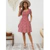 imageBerydress Womens Summer Dresses 2025 Pockets Short Sleeve Square Neck Flowy A Line Casual Beach Smocked Mini Sun DressRed Floral