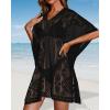 imageWomens Lace Bathing Suit Cover Up V Neck Beach Coverup Summer Swim Coverups Loose Bikini Beach DressBlack