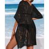 imageWomens Lace Bathing Suit Cover Up V Neck Beach Coverup Summer Swim Coverups Loose Bikini Beach DressBlack