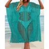 imageWomens Lace Bathing Suit Cover Up V Neck Beach Coverup Summer Swim Coverups Loose Bikini Beach DressLake Blue