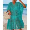 imageWomens Lace Bathing Suit Cover Up V Neck Beach Coverup Summer Swim Coverups Loose Bikini Beach DressLake Blue