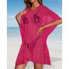 imageWomens Lace Bathing Suit Cover Up V Neck Beach Coverup Summer Swim Coverups Loose Bikini Beach DressPink
