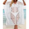 imageWomens Lace Bathing Suit Cover Up V Neck Beach Coverup Summer Swim Coverups Loose Bikini Beach DressWhite