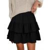 imageBerydress Ruffle Mini Skirts for Women 2025 High Waist Flowy Summer Vacation Casual Beach Boho Tiered Short SkirtBlack