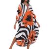 imageCHICGAL Womens Kaftan Dresses Long Caftans Plus Size Batwing Sleeve Swimsuit Coverup V Neck Summer Beach DressOrange Flowers