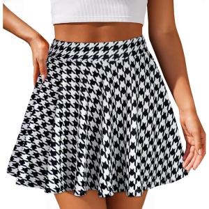 imageCHICGAL Mini Skirts for Women Casual Flowy Pleated Skater Skirt Summer Basic High Waisted Short SkirtBlack and White
