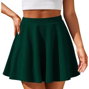 imageCHICGAL Mini Skirts for Women Casual Flowy Pleated Skater Skirt Summer Basic High Waisted Short SkirtGreen