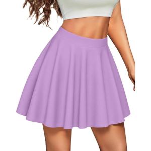 imageCHICGAL Mini Skirts for Women Casual Flowy Pleated Skater Skirt Summer Basic High Waisted Short SkirtLight Purple