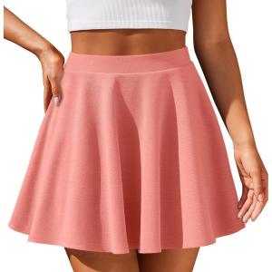 imageCHICGAL Mini Skirts for Women Casual Flowy Pleated Skater Skirt Summer Basic High Waisted Short SkirtOrange Pink