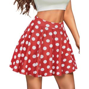 imageCHICGAL Mini Skirts for Women Casual Flowy Pleated Skater Skirt Summer Basic High Waisted Short SkirtRed Polka Dot