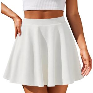 imageCHICGAL Mini Skirts for Women Casual Flowy Pleated Skater Skirt Summer Basic High Waisted Short SkirtWhite