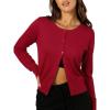 imageBerydress Cropped Cardigan Sweaters for Women 2026 Long Sleeve Crewneck Knit Button Up Trendy Lightweight Bolero ShrugRed