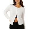 imageBerydress Cropped Cardigan Sweaters for Women 2026 Long Sleeve Crewneck Knit Button Up Trendy Lightweight Bolero ShrugWhite