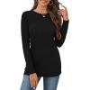 image:imageCHICGAL Women Long Sleeve Shirts Casual Dressy Crew Neck Soft Basic Tee Loose Fit Tunic TopsA Black