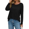 image:imageCHICGAL Women Long Sleeve Shirts Casual Dressy Crew Neck Soft Basic Tee Loose Fit Tunic TopsA Black