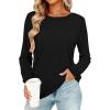 image:imageCHICGAL Women Long Sleeve Shirts Casual Dressy Crew Neck Soft Basic Tee Loose Fit Tunic TopsA Black