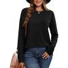 image:imageCHICGAL Women Long Sleeve Shirts Casual Dressy Crew Neck Soft Basic Tee Loose Fit Tunic TopsA Black