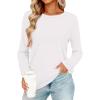 image:imageCHICGAL Women Long Sleeve Shirts Casual Dressy Crew Neck Soft Basic Tee Loose Fit Tunic TopsA White