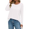image:imageCHICGAL Women Long Sleeve Shirts Casual Dressy Crew Neck Soft Basic Tee Loose Fit Tunic TopsA White
