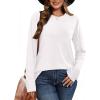 image:imageCHICGAL Women Long Sleeve Shirts Casual Dressy Crew Neck Soft Basic Tee Loose Fit Tunic TopsA White