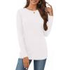 image:imageCHICGAL Women Long Sleeve Shirts Casual Dressy Crew Neck Soft Basic Tee Loose Fit Tunic TopsA White