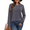 image:imageCHICGAL Women Long Sleeve Shirts Casual Dressy Crew Neck Soft Basic Tee Loose Fit Tunic TopsBlack Grey