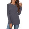 image:imageCHICGAL Women Long Sleeve Shirts Casual Dressy Crew Neck Soft Basic Tee Loose Fit Tunic TopsBlack Grey