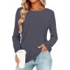 image:imageCHICGAL Women Long Sleeve Shirts Casual Dressy Crew Neck Soft Basic Tee Loose Fit Tunic TopsBlack Grey