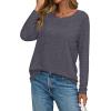 image:imageCHICGAL Women Long Sleeve Shirts Casual Dressy Crew Neck Soft Basic Tee Loose Fit Tunic TopsBlack Grey