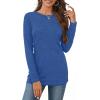 image:imageCHICGAL Women Long Sleeve Shirts Casual Dressy Crew Neck Soft Basic Tee Loose Fit Tunic TopsBlue