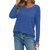 image:imageCHICGAL Women Long Sleeve Shirts Casual Dressy Crew Neck Soft Basic Tee Loose Fit Tunic TopsBlue