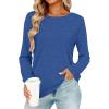 image:imageCHICGAL Women Long Sleeve Shirts Casual Dressy Crew Neck Soft Basic Tee Loose Fit Tunic TopsBlue