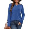 image:imageCHICGAL Women Long Sleeve Shirts Casual Dressy Crew Neck Soft Basic Tee Loose Fit Tunic TopsBlue