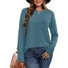 image:imageCHICGAL Women Long Sleeve Shirts Casual Dressy Crew Neck Soft Basic Tee Loose Fit Tunic TopsBlue Green