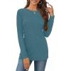 image:imageCHICGAL Women Long Sleeve Shirts Casual Dressy Crew Neck Soft Basic Tee Loose Fit Tunic TopsBlue Green