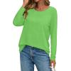 image:imageCHICGAL Women Long Sleeve Shirts Casual Dressy Crew Neck Soft Basic Tee Loose Fit Tunic TopsBright Green
