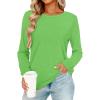 image:imageCHICGAL Women Long Sleeve Shirts Casual Dressy Crew Neck Soft Basic Tee Loose Fit Tunic TopsBright Green