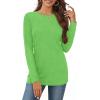 image:imageCHICGAL Women Long Sleeve Shirts Casual Dressy Crew Neck Soft Basic Tee Loose Fit Tunic TopsBright Green