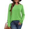 image:imageCHICGAL Women Long Sleeve Shirts Casual Dressy Crew Neck Soft Basic Tee Loose Fit Tunic TopsBright Green
