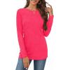image:imageCHICGAL Women Long Sleeve Shirts Casual Dressy Crew Neck Soft Basic Tee Loose Fit Tunic TopsBright Pink