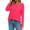 image:imageCHICGAL Women Long Sleeve Shirts Casual Dressy Crew Neck Soft Basic Tee Loose Fit Tunic TopsBright Pink