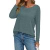 image:imageCHICGAL Women Long Sleeve Shirts Casual Dressy Crew Neck Soft Basic Tee Loose Fit Tunic TopsDark Green