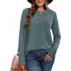 image:imageCHICGAL Women Long Sleeve Shirts Casual Dressy Crew Neck Soft Basic Tee Loose Fit Tunic TopsDark Green