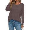 image:imageCHICGAL Women Long Sleeve Shirts Casual Dressy Crew Neck Soft Basic Tee Loose Fit Tunic TopsDeep Brown