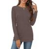 image:imageCHICGAL Women Long Sleeve Shirts Casual Dressy Crew Neck Soft Basic Tee Loose Fit Tunic TopsDeep Brown