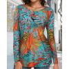 image:imageCHICGAL Women Long Sleeve Shirts Casual Dressy Crew Neck Soft Basic Tee Loose Fit Tunic TopsFloral Boho Print
