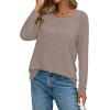 image:imageCHICGAL Women Long Sleeve Shirts Casual Dressy Crew Neck Soft Basic Tee Loose Fit Tunic TopsKhaki