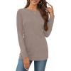 image:imageCHICGAL Women Long Sleeve Shirts Casual Dressy Crew Neck Soft Basic Tee Loose Fit Tunic TopsKhaki