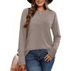 image:imageCHICGAL Women Long Sleeve Shirts Casual Dressy Crew Neck Soft Basic Tee Loose Fit Tunic TopsKhaki