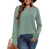 image:imageCHICGAL Women Long Sleeve Shirts Casual Dressy Crew Neck Soft Basic Tee Loose Fit Tunic TopsLight Green